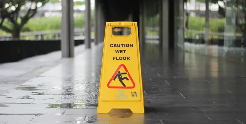 Photo of a wet floor before a slip and fall accident