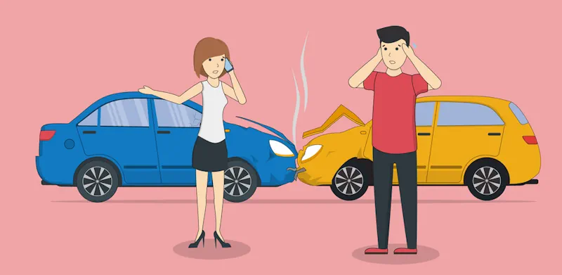 A man and woman are confused about what to do after car accident