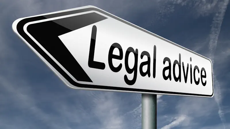 Street sign for legal advice car accident