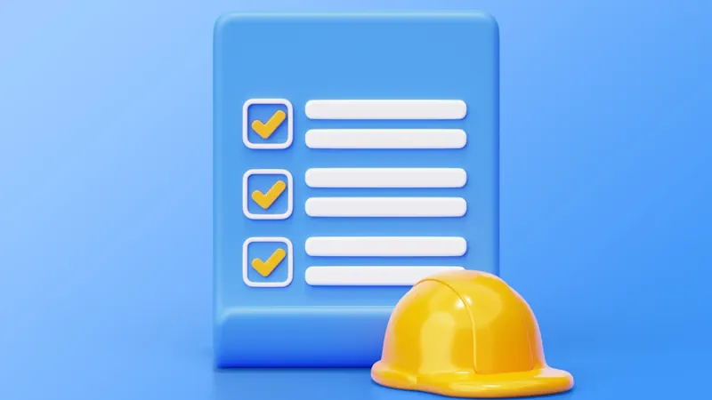 Checklist for accident at work claims with a hardhat