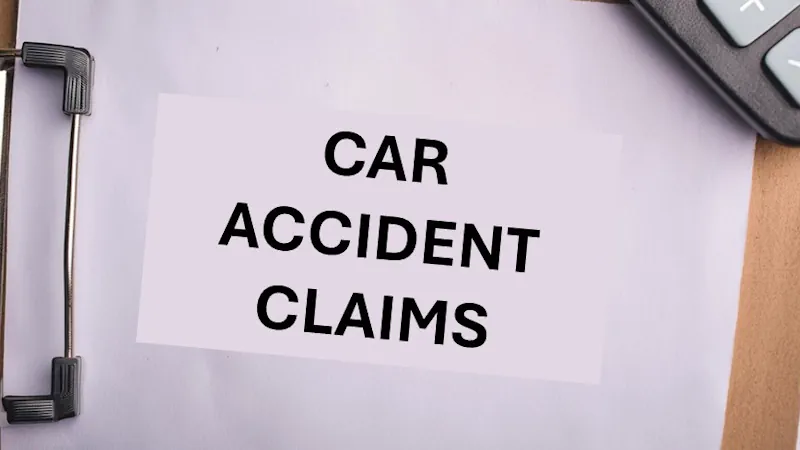 A clipboard showing the words: Car Accident Claims